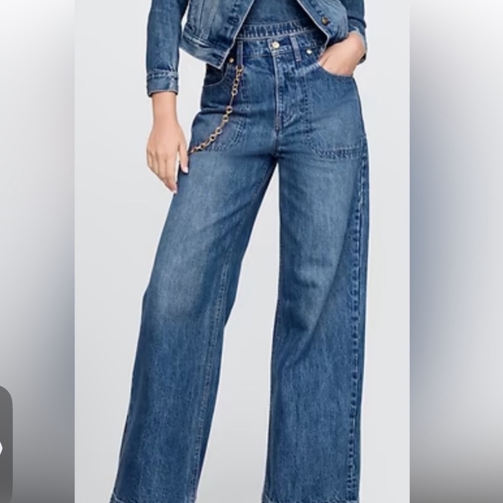 Cult Gaia Gap Collab Denim High Rise Stride Chain Jeans Wide Leg size 29